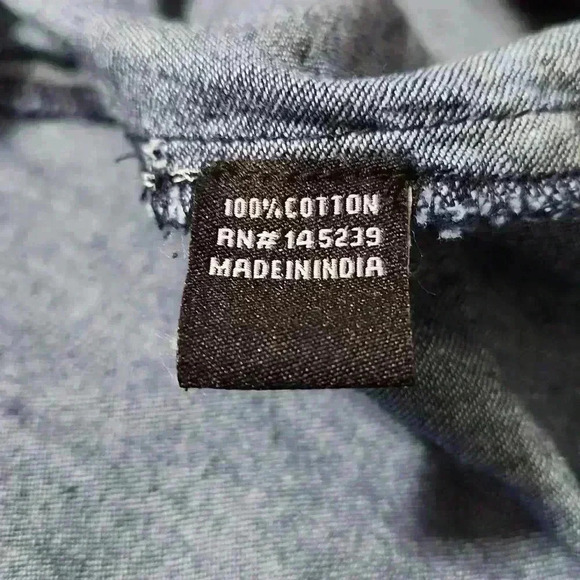 Sim & Sam Denim V-Neck Dress Puff Sleeves - Picture 2 of 6